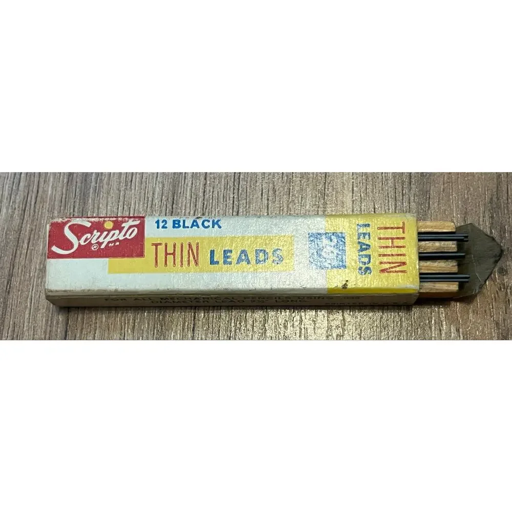 Vintage Yellow Brown Mechanical Pencil USA .036 With 7 Scripto Lead Refills